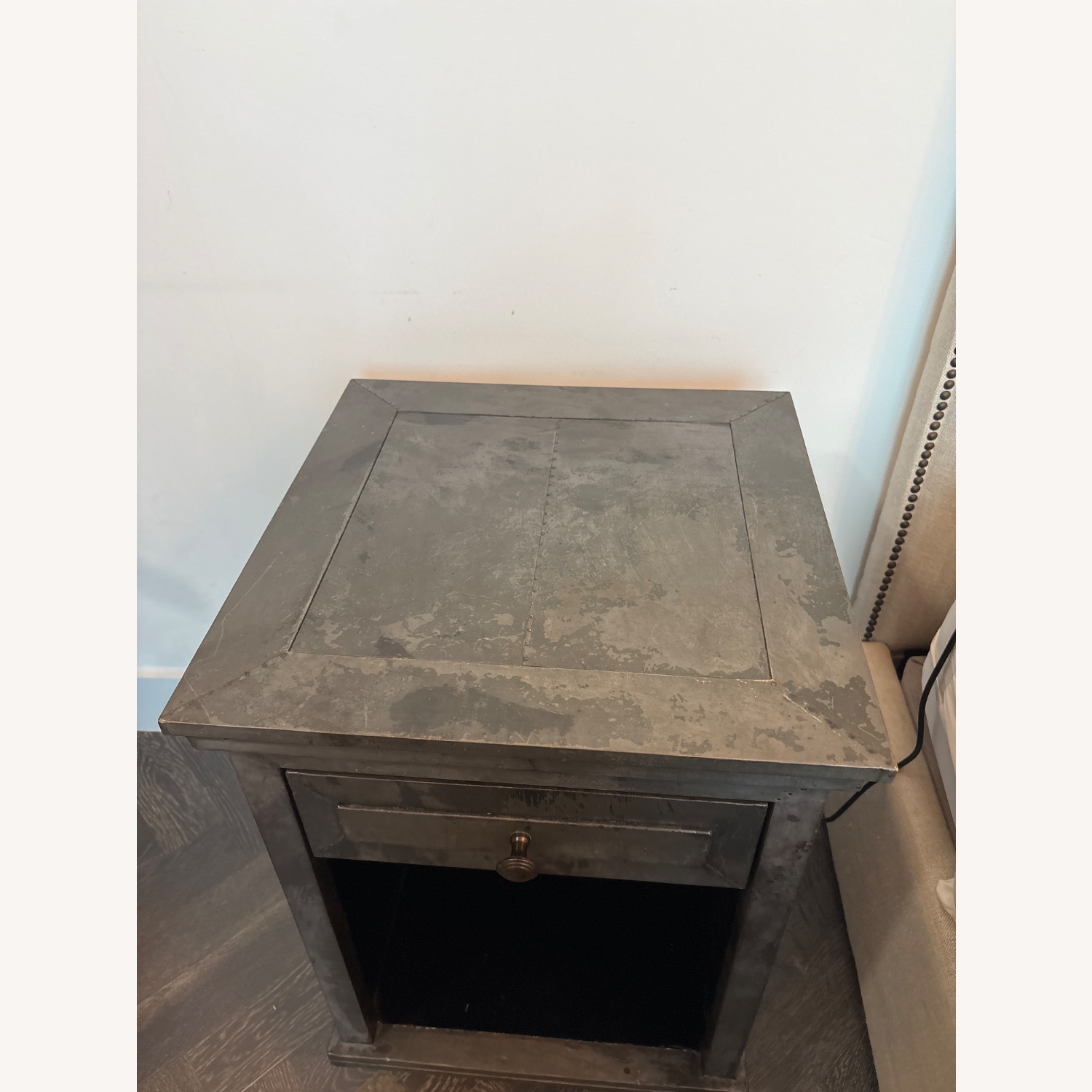 Restoration Hardware Dark Gray Metal Nightstands - image-2
