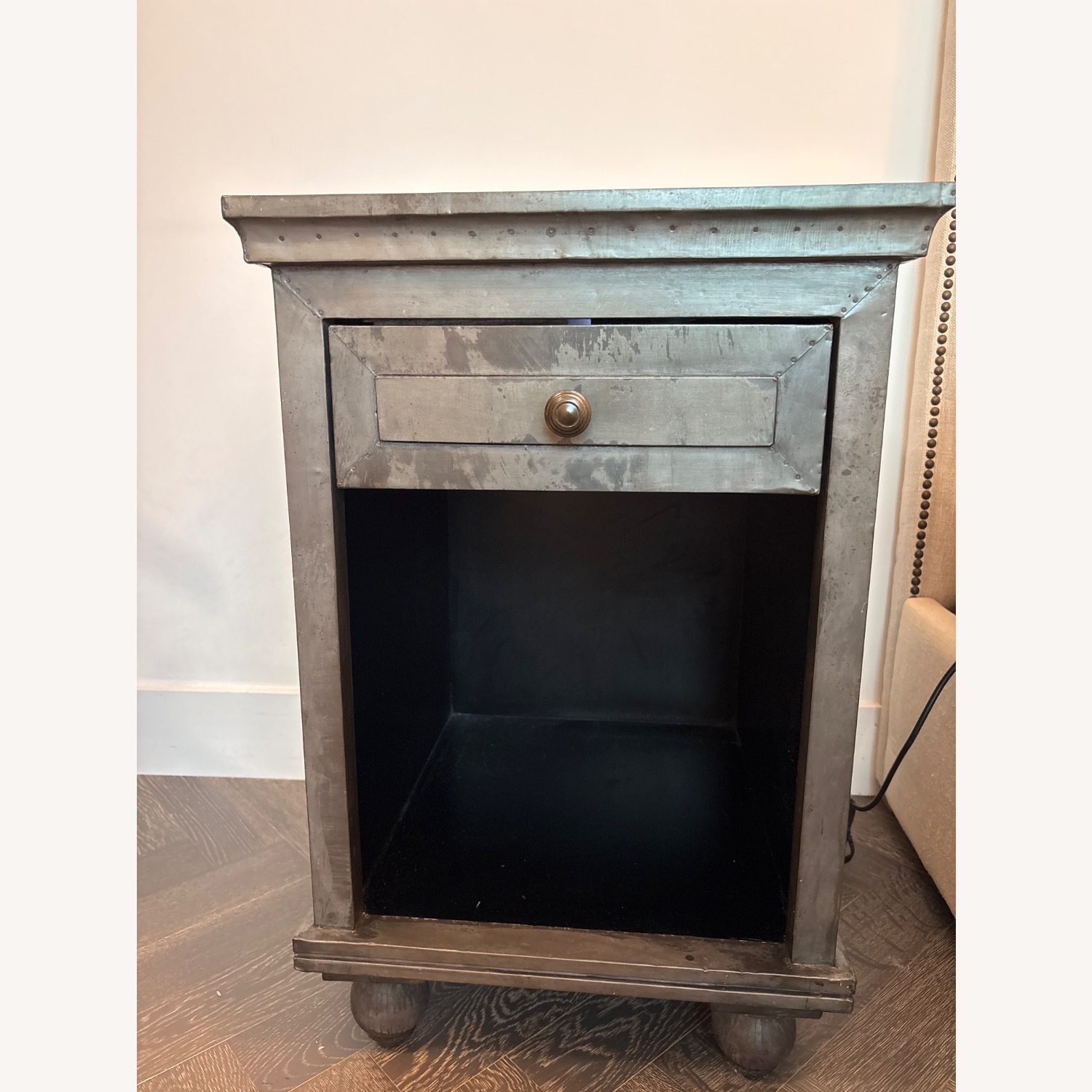 Restoration Hardware Dark Gray Metal Nightstands - image-4