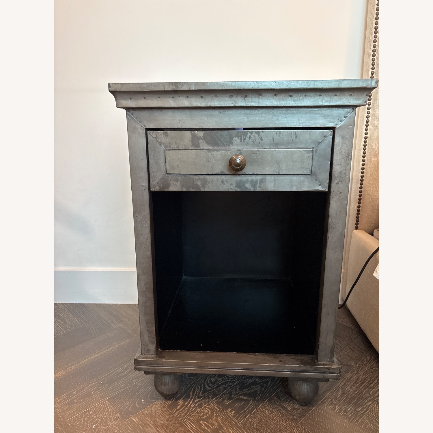 Restoration Hardware Dark Gray Metal Nightstands - image-1