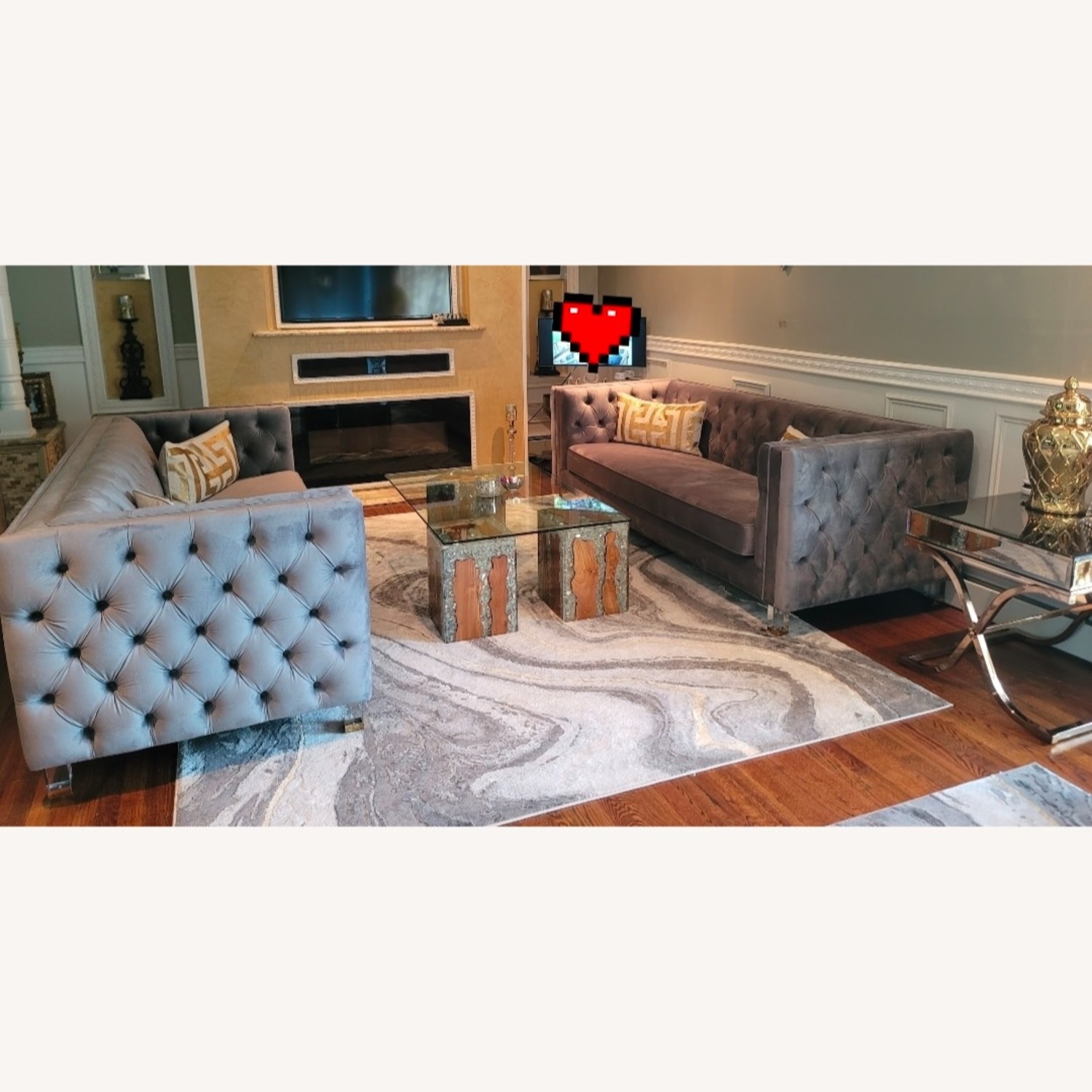 Light Gray Velvet 3+ Seater Sofa - image-7