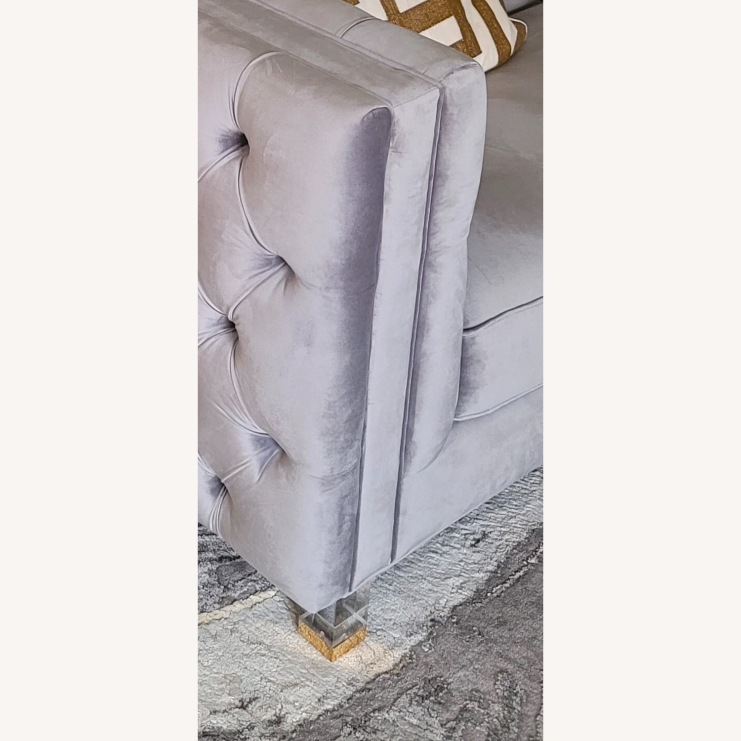 Light Gray Velvet 3+ Seater Sofa - image-2