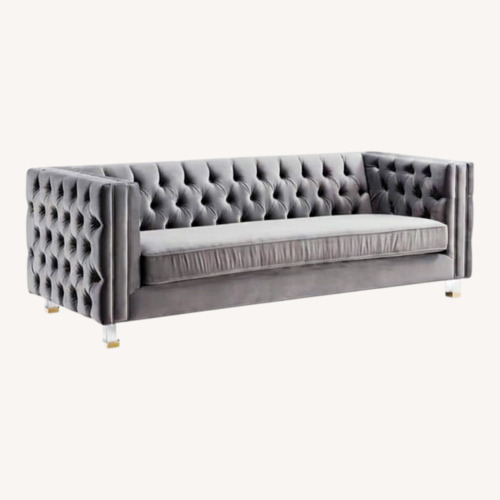 Used Light Gray Velvet 3+ Seater Sofa for sale on AptDeco