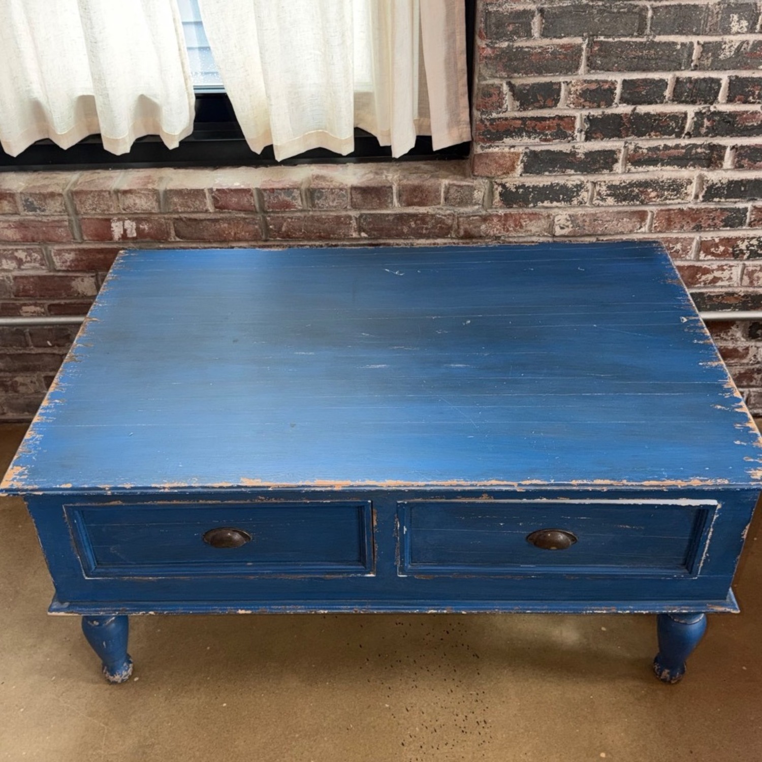 Vintage French Coffee Table 4-Drawer - image-2