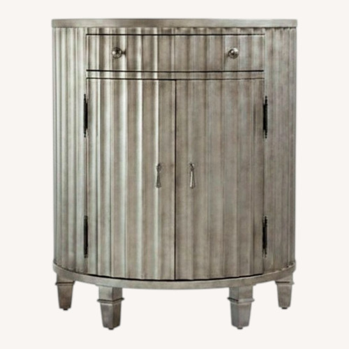 Used Hooker Furniture Silver Melange Fluted Demi Chest for sale on AptDeco