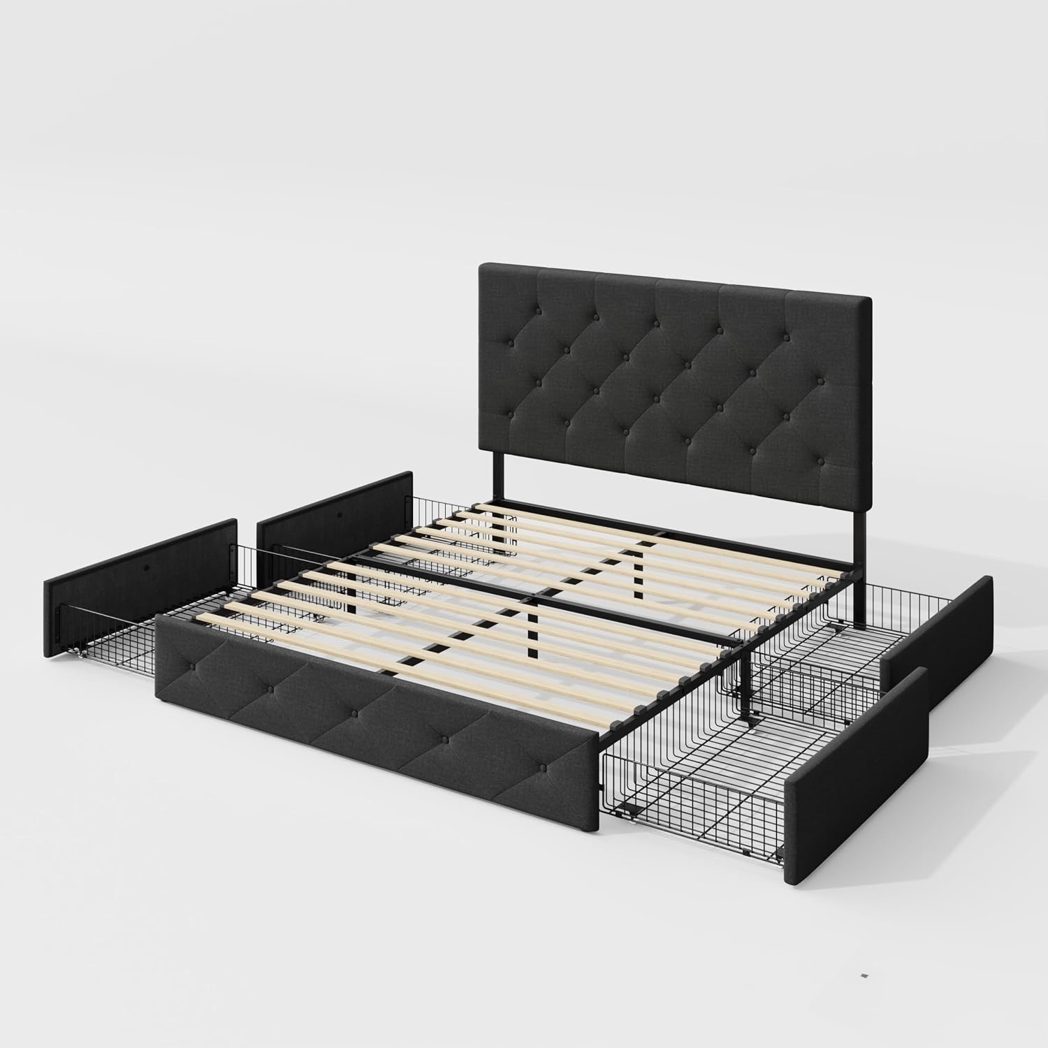 Amazon Queen Bed + 4 Storage Drawers + Headboard - image-3