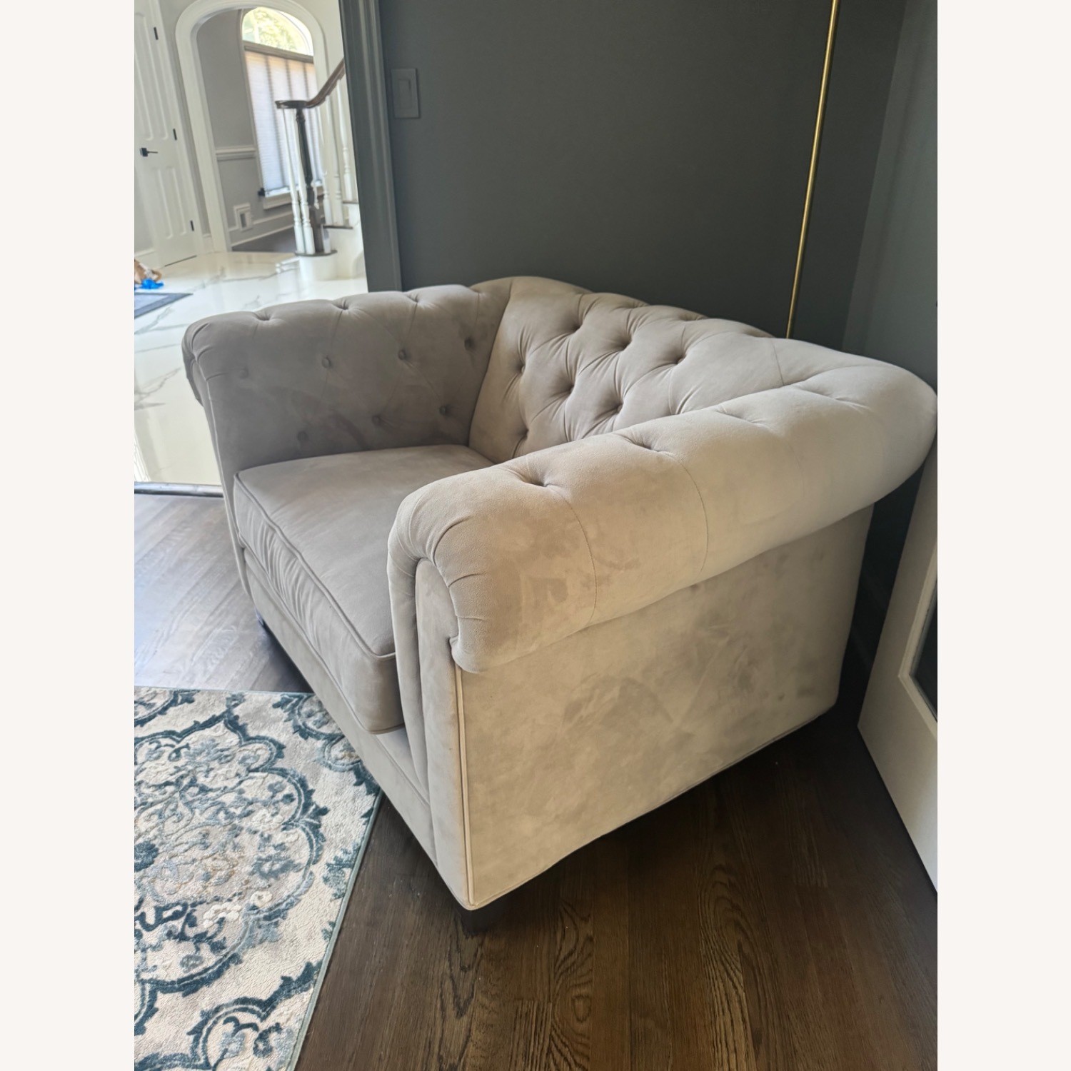 Macy's Kallison Light Gray Fabric Accent Chair - image-2