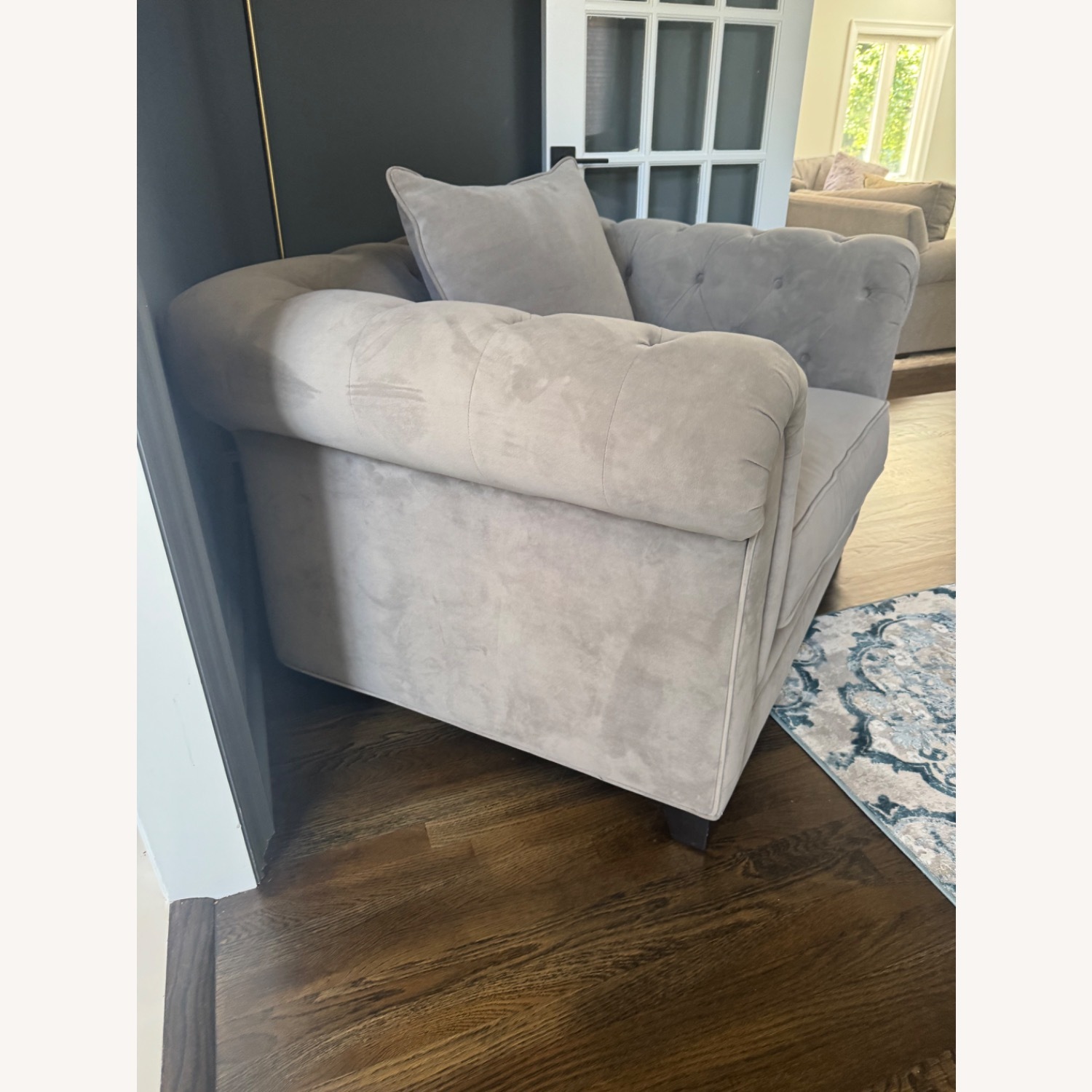 Macy's Kallison Light Gray Fabric Accent Chair - image-3