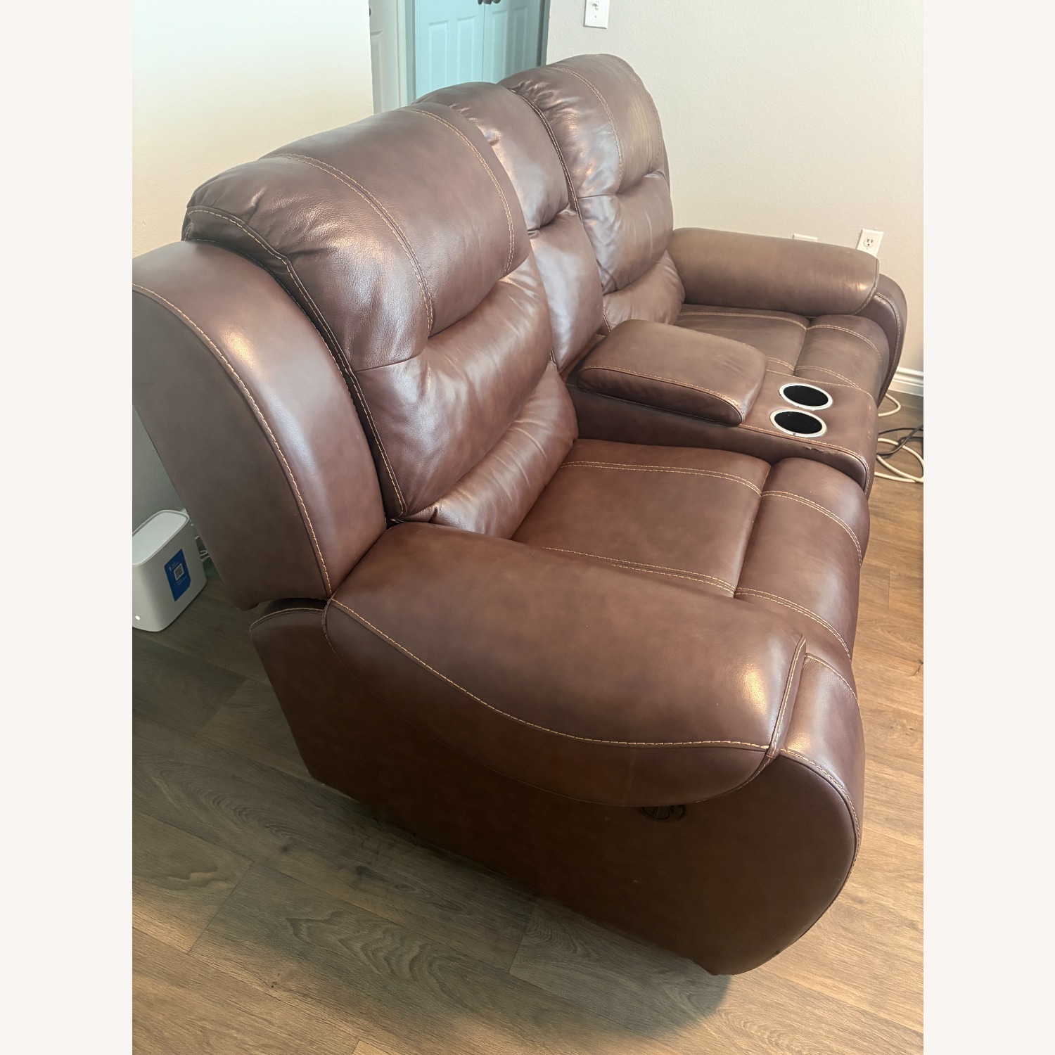 Dark Brown Power Reclining Loveseat with Cupholder - image-2
