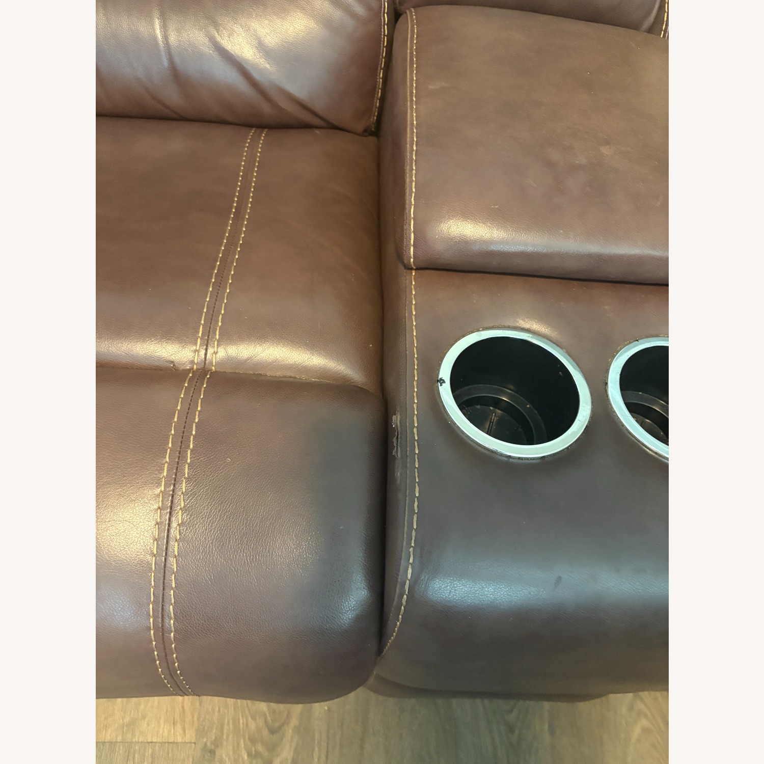 Dark Brown Power Reclining Loveseat with Cupholder - image-4