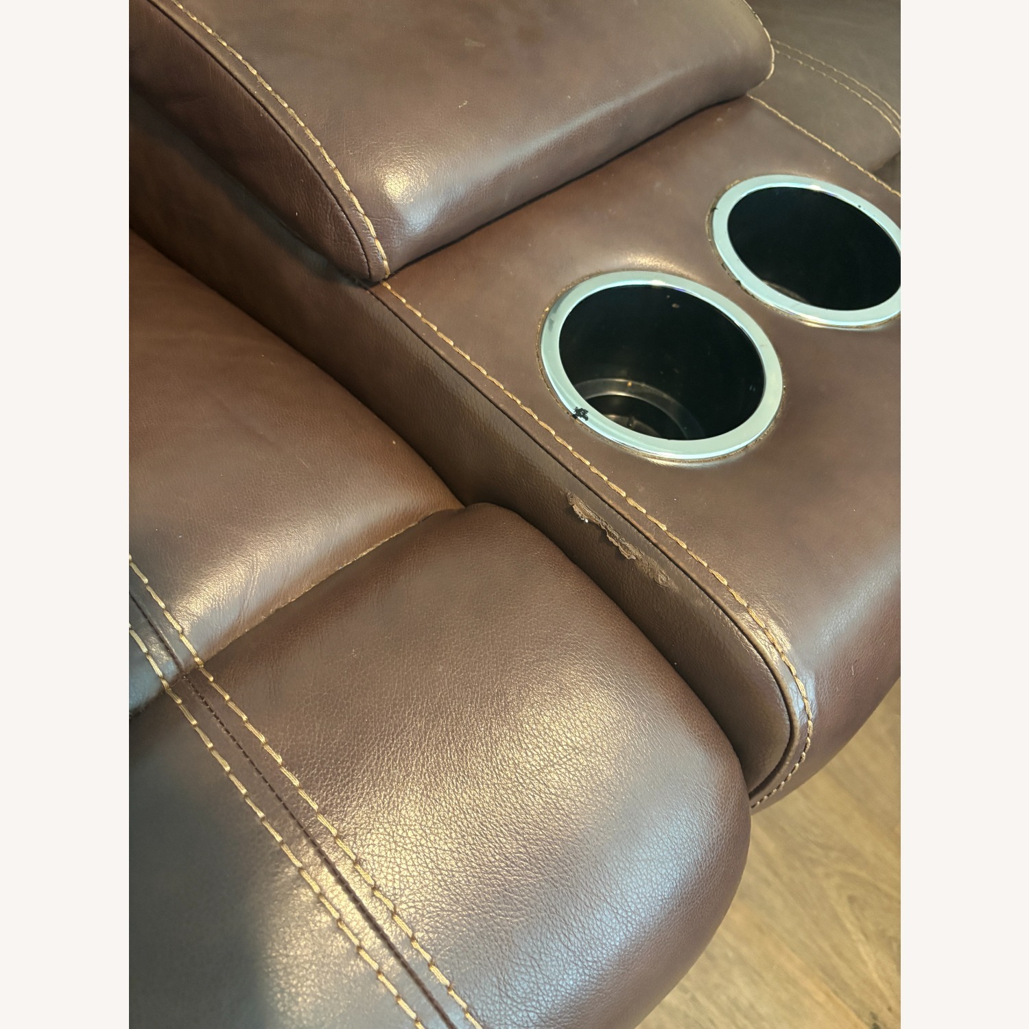 Dark Brown Power Reclining Loveseat with Cupholder - image-5