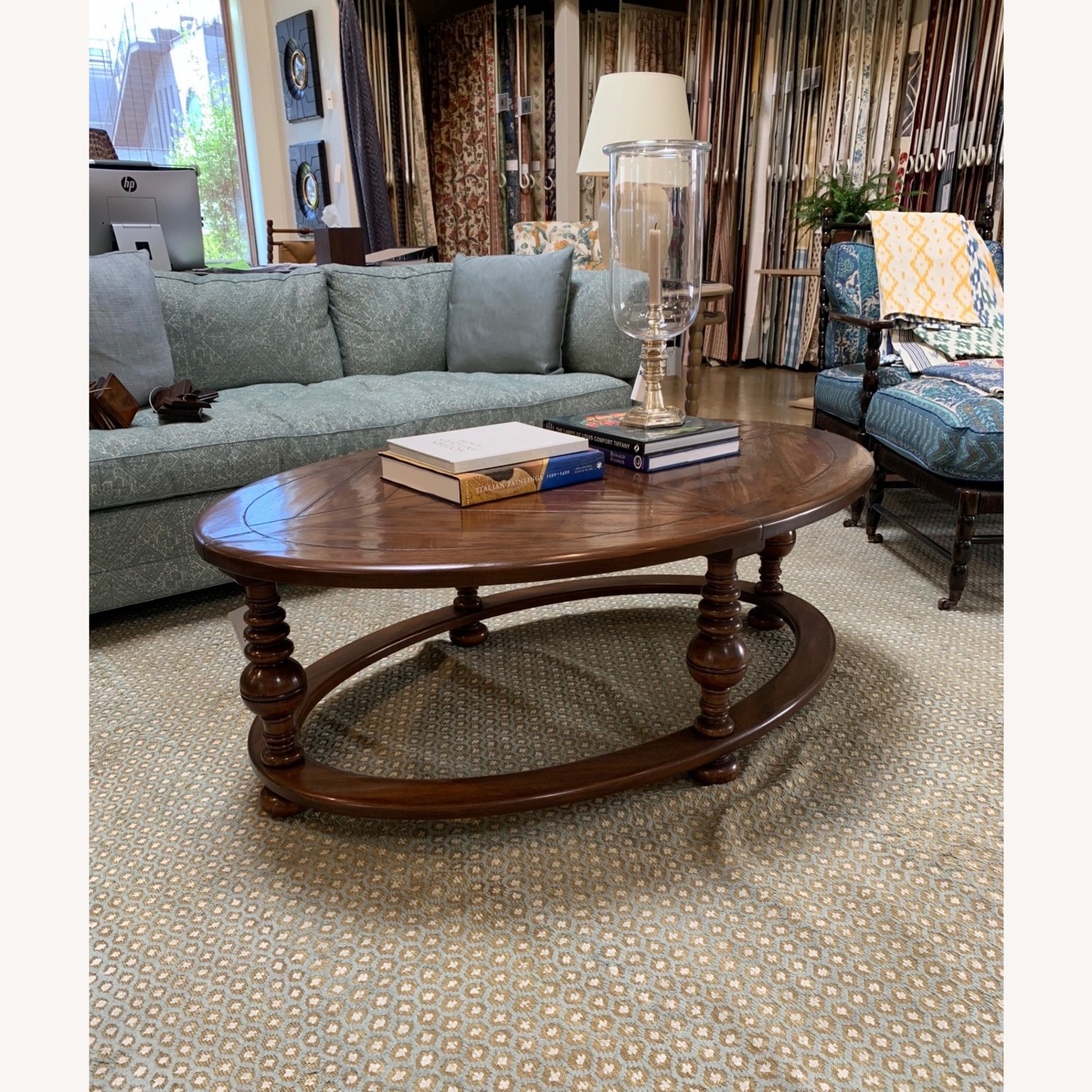  Large Walnut Oval Coffee Table - image-3