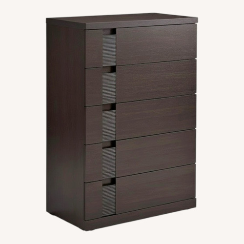 Used The Door Store Sleek 5 Drawer Dresser in Espresso for sale on AptDeco