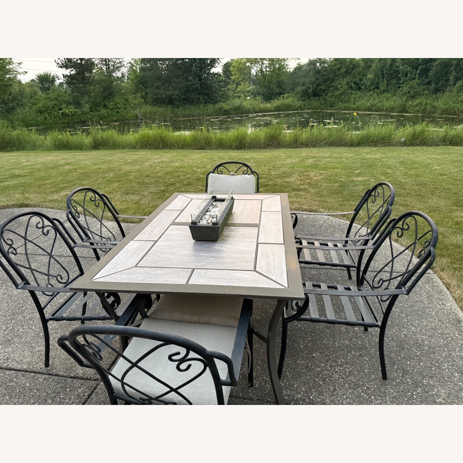 7-Piece Patio Dining Set with Gas Fire Pit  - image-2