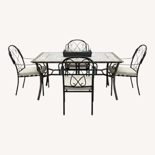 Used 7-Piece Patio Dining Set with Gas Fire Pit  for sale on AptDeco