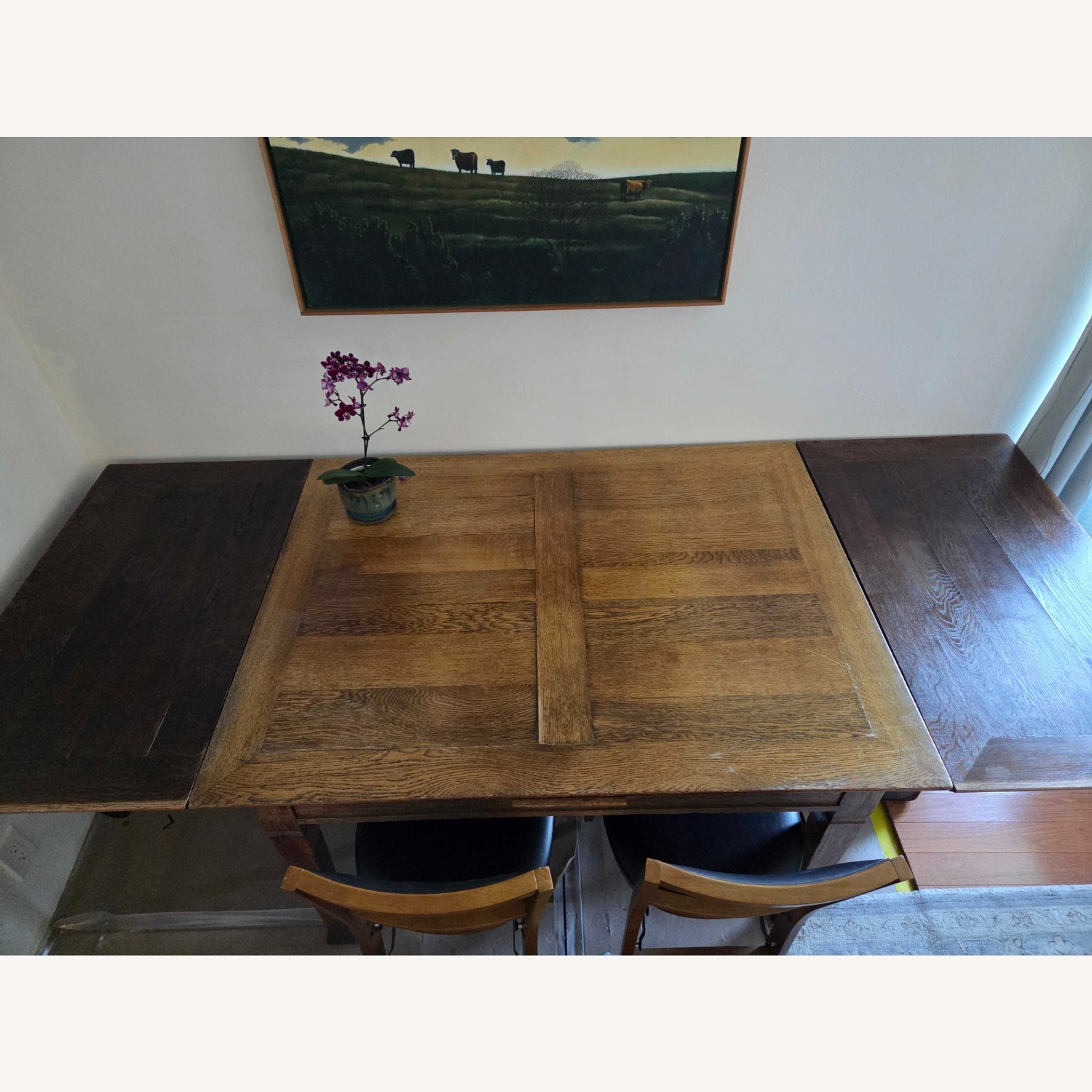 Antique European Oak Wood Dining Table - image-3