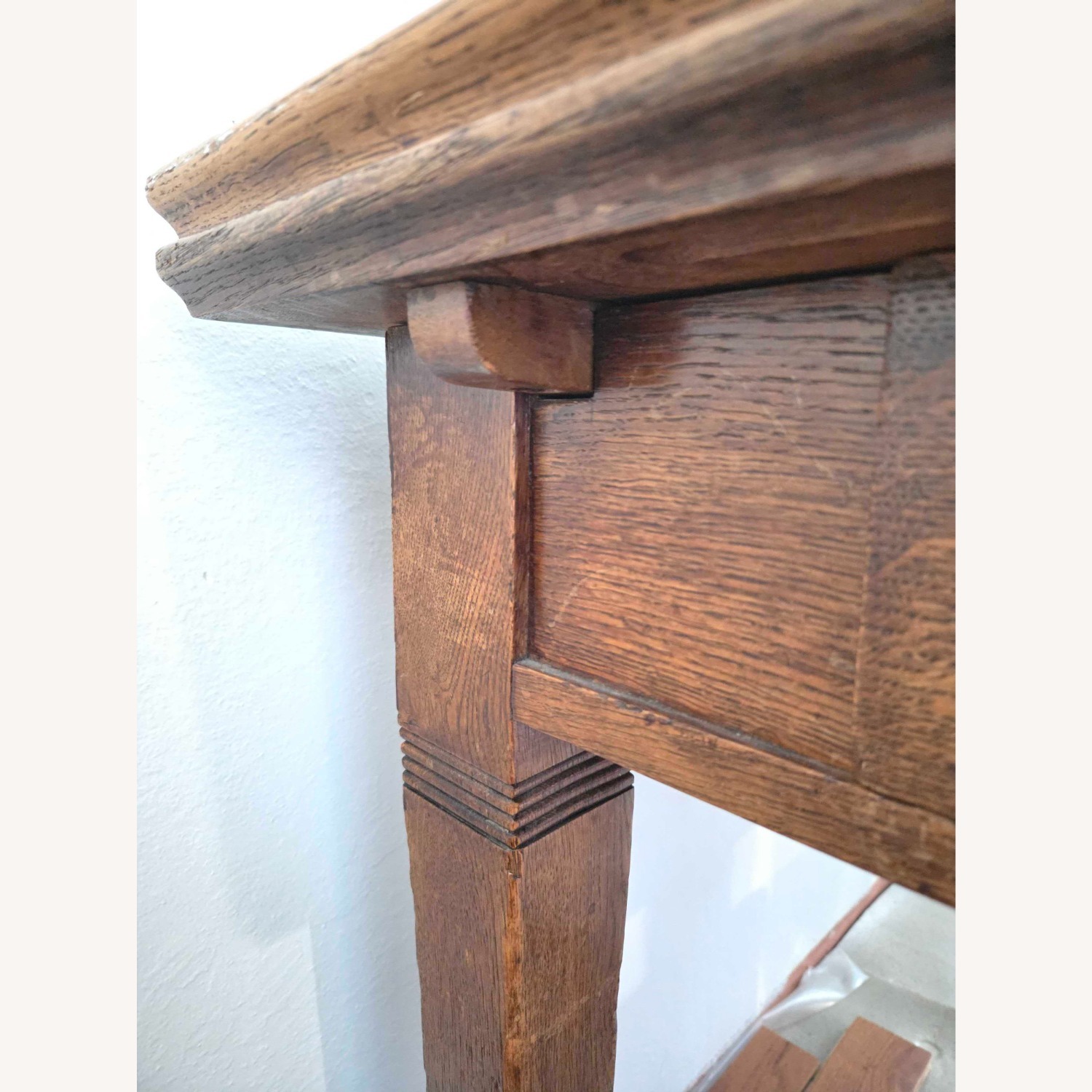 Antique European Oak Wood Dining Table - image-2
