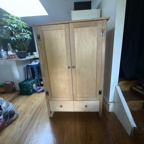 Used Gothic Cabinet Craft Natural Wood Armoire for sale on AptDeco