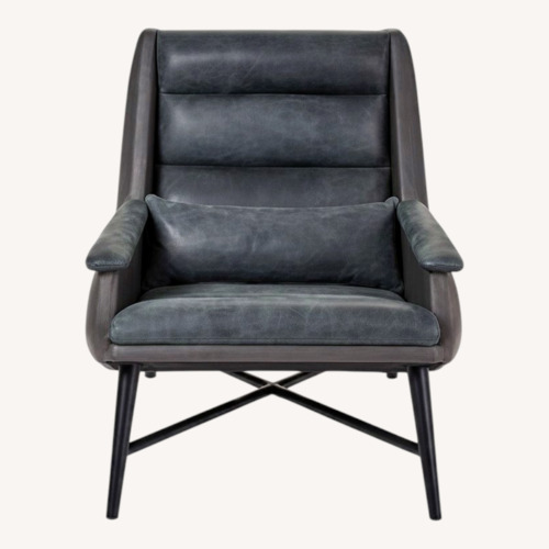 Used West Elm Leather Swoop Black Tufted Chair for sale on AptDeco