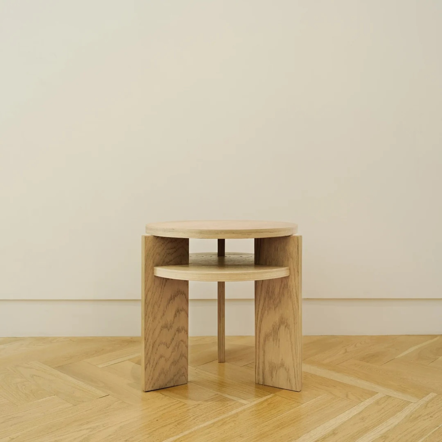 Modern Wood Veneer Two Tier Side Table - image-4