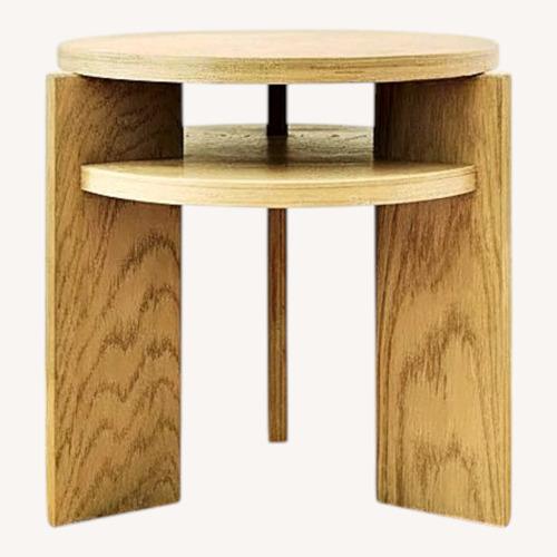 Used Modern Wood Veneer Two Tier Side Table for sale on AptDeco