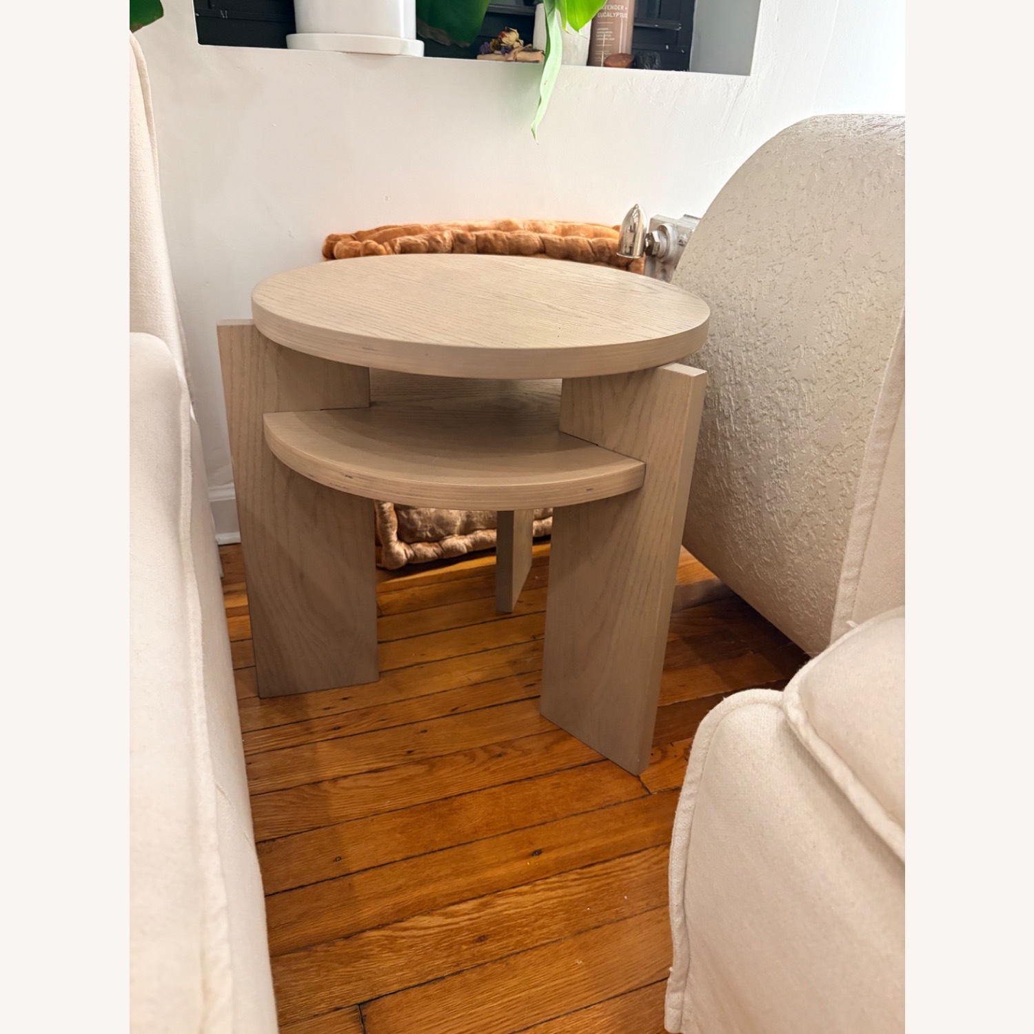Modern Wood Veneer Two Tier Side Table - image-1