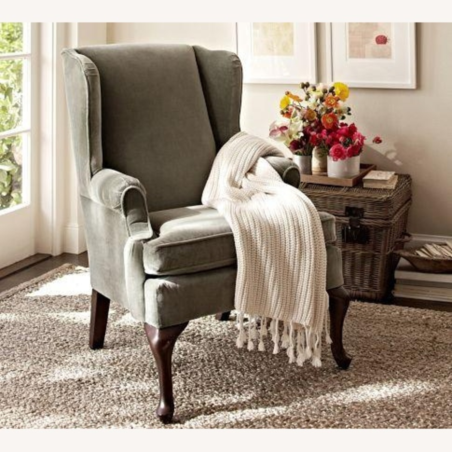 Pottery Barn Gramercy Green Fabric Accent Chairs - image-4