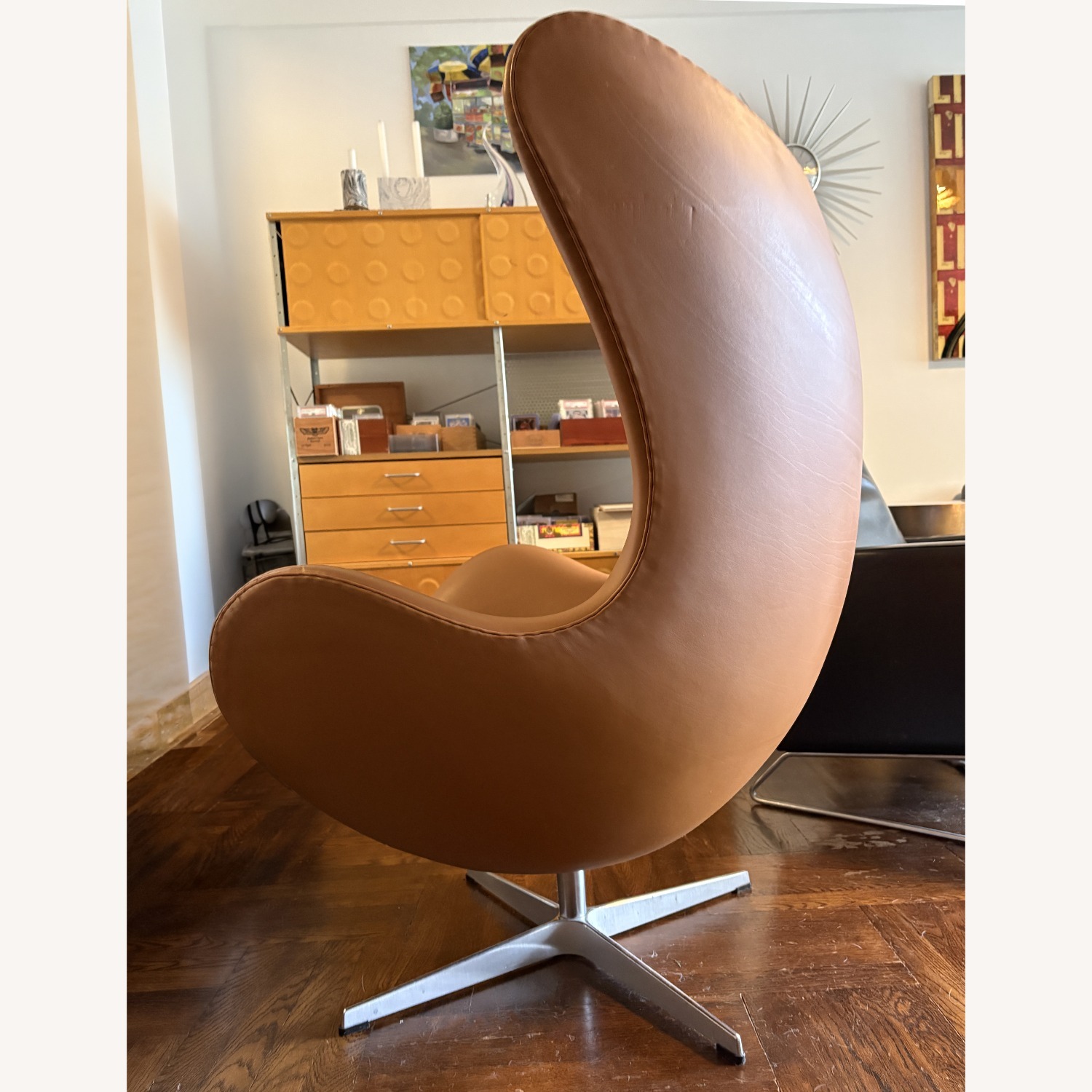 Fritz Hansen Light Brown Leather Accent Chair - image-3