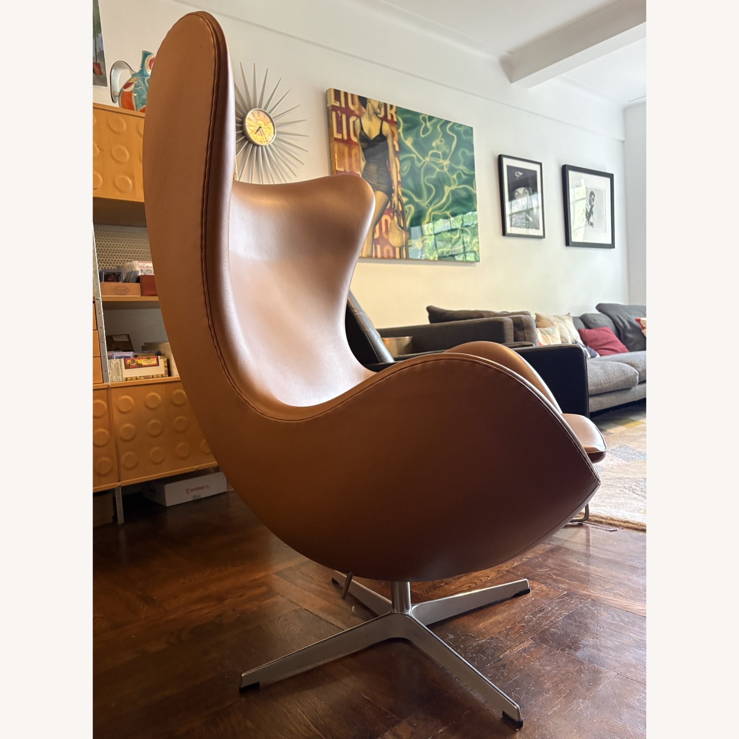 Fritz Hansen Light Brown Leather Accent Chair - image-4