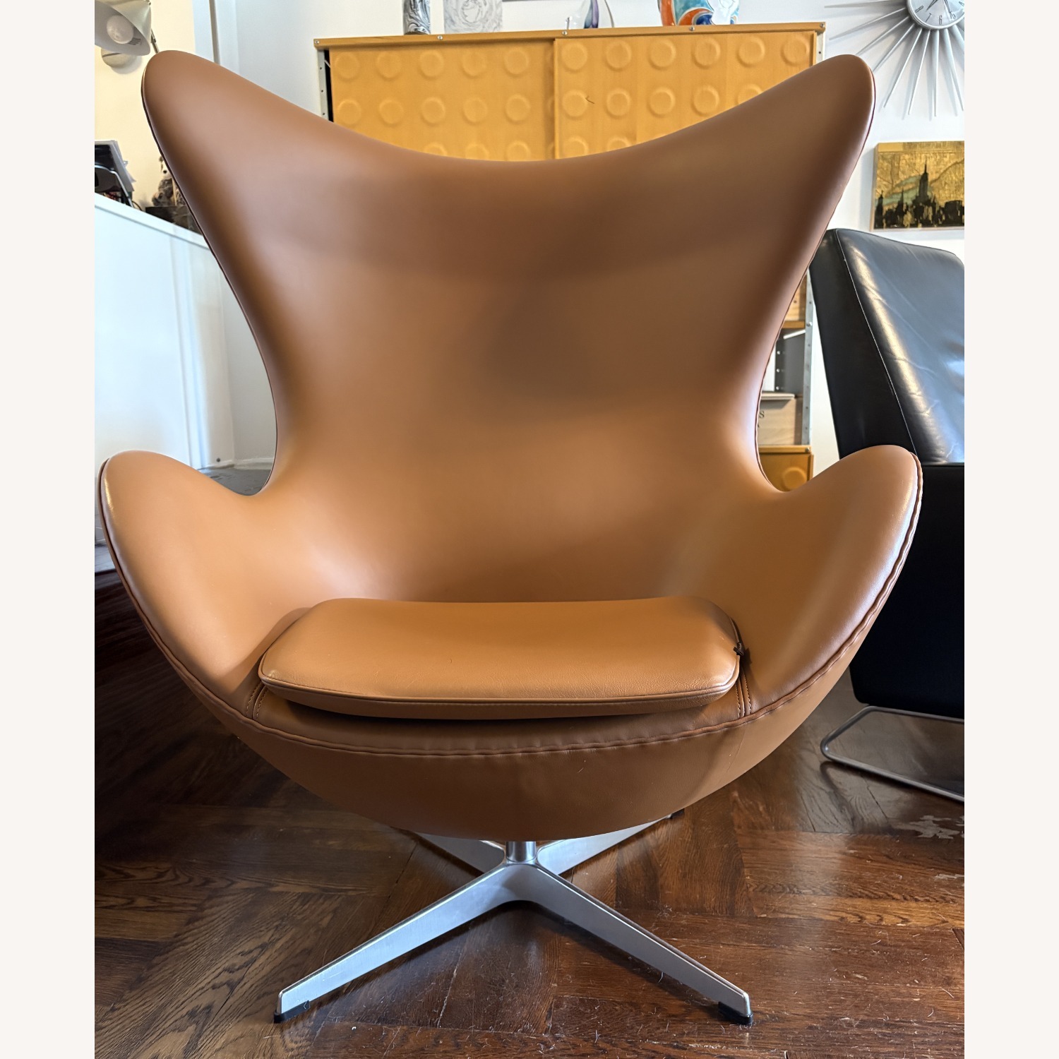 Fritz Hansen Light Brown Leather Accent Chair - image-2