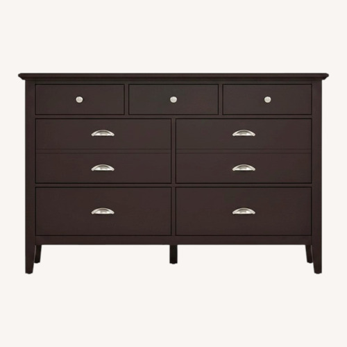 Used Vaughan Bassett Dark Brown Wood Dresser & Mirror for sale on AptDeco