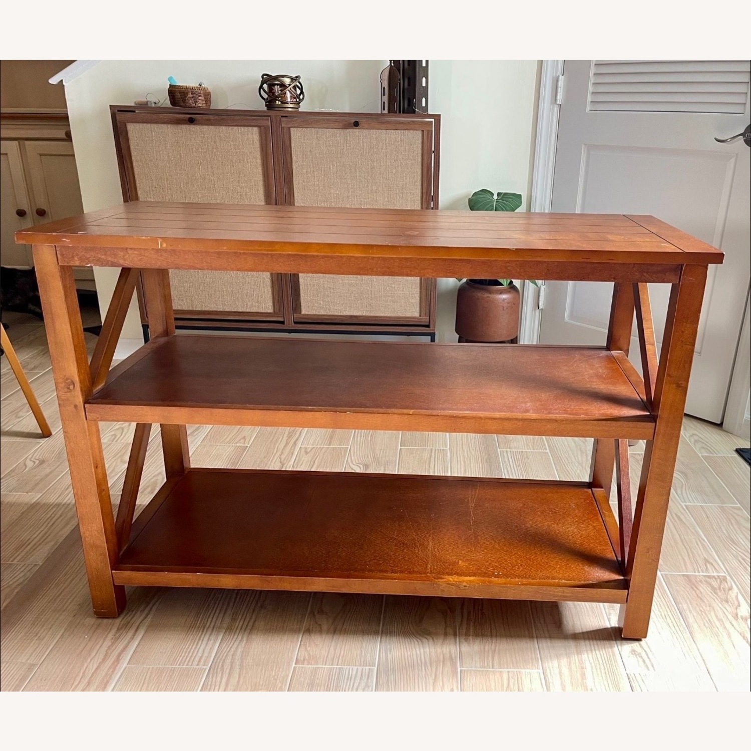 Light Brown Wood Bookcase - image-5