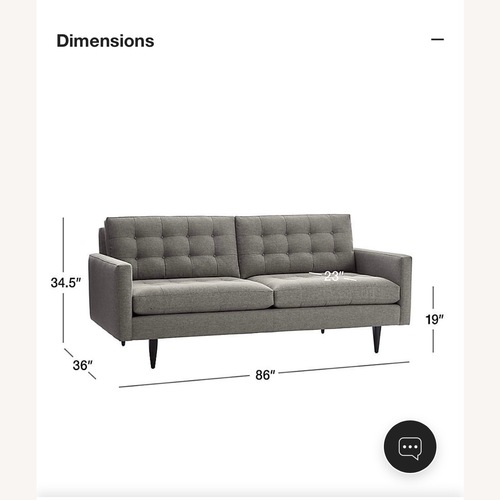 Used Crate & Barrel Light Gray Petrie 86" Midcentury Sofa for sale on AptDeco