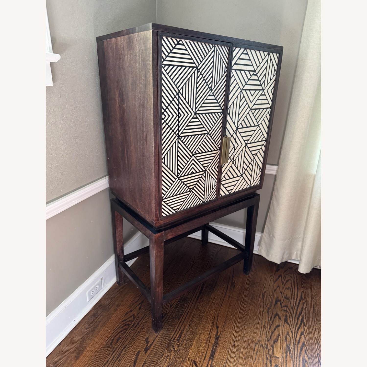 West Elm Bone Inlaid Wood Bar Cabinet - image-3