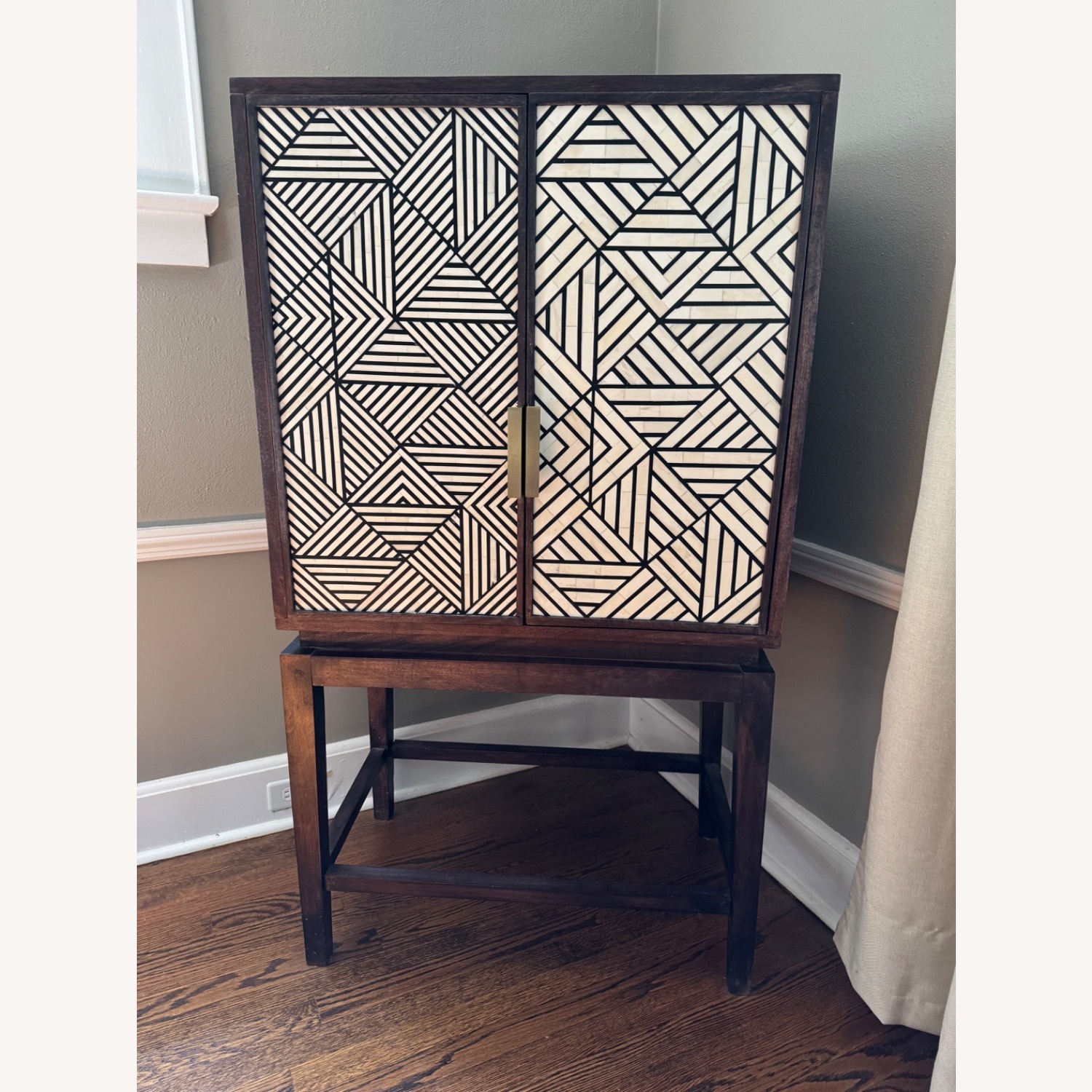 West Elm Bone Inlaid Wood Bar Cabinet - image-1