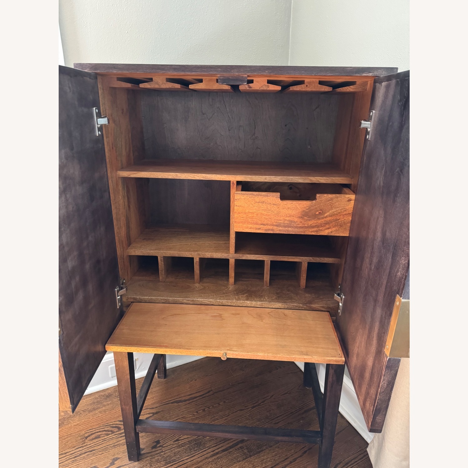 West Elm Bone Inlaid Wood Bar Cabinet - image-4