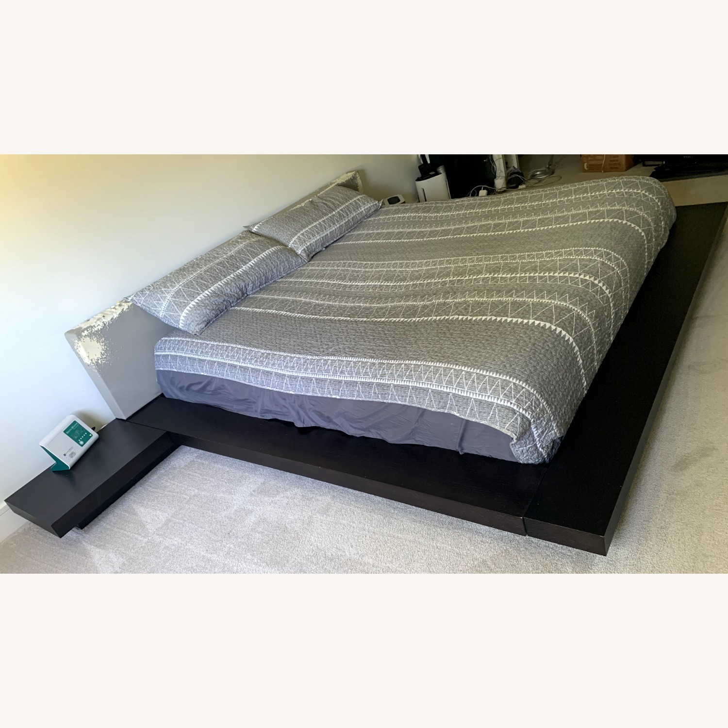 Dark Brown Wood King Bed - image-2