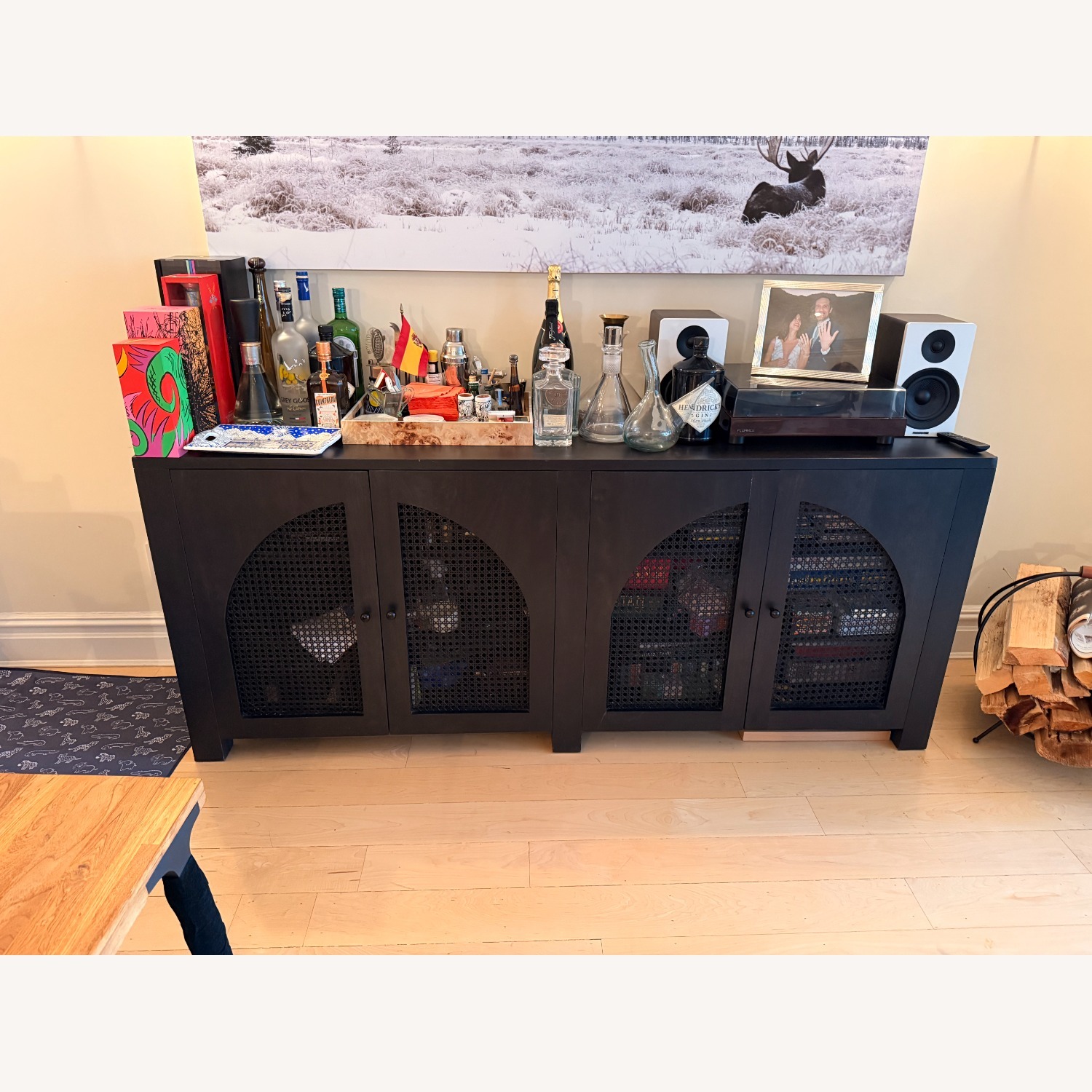 Anthropologie Black Arched Cane 78" Sideboard - image-1
