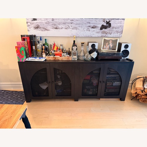Used Anthropologie Black Arched Cane 78" Sideboard for sale on AptDeco
