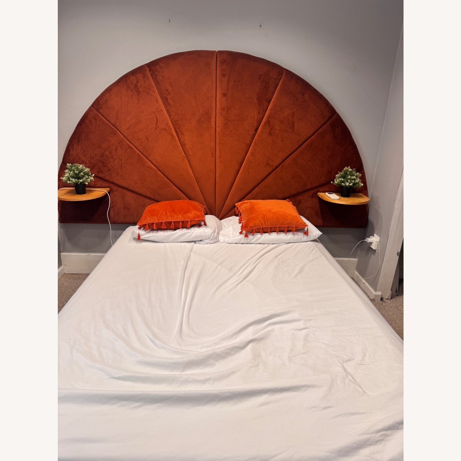 Almelo Queen Velvet Headboard - Hale Rust - image-3