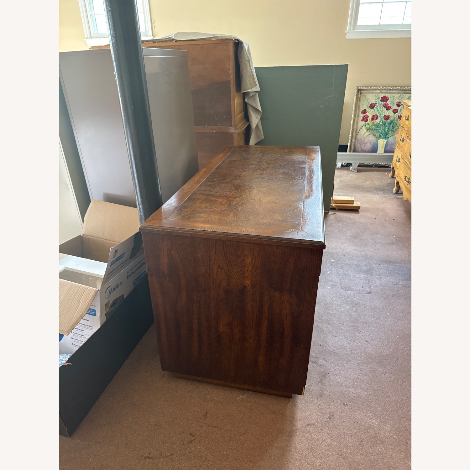 Vintage Dark Brown Wood Campaign Desk - image-3