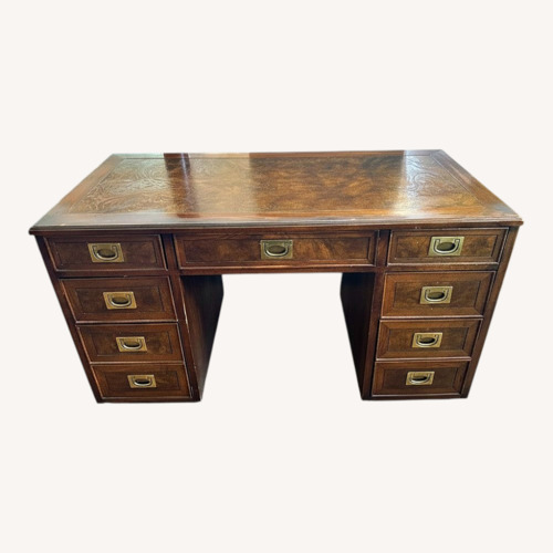 Used Vintage Dark Brown Wood Campaign Desk for sale on AptDeco