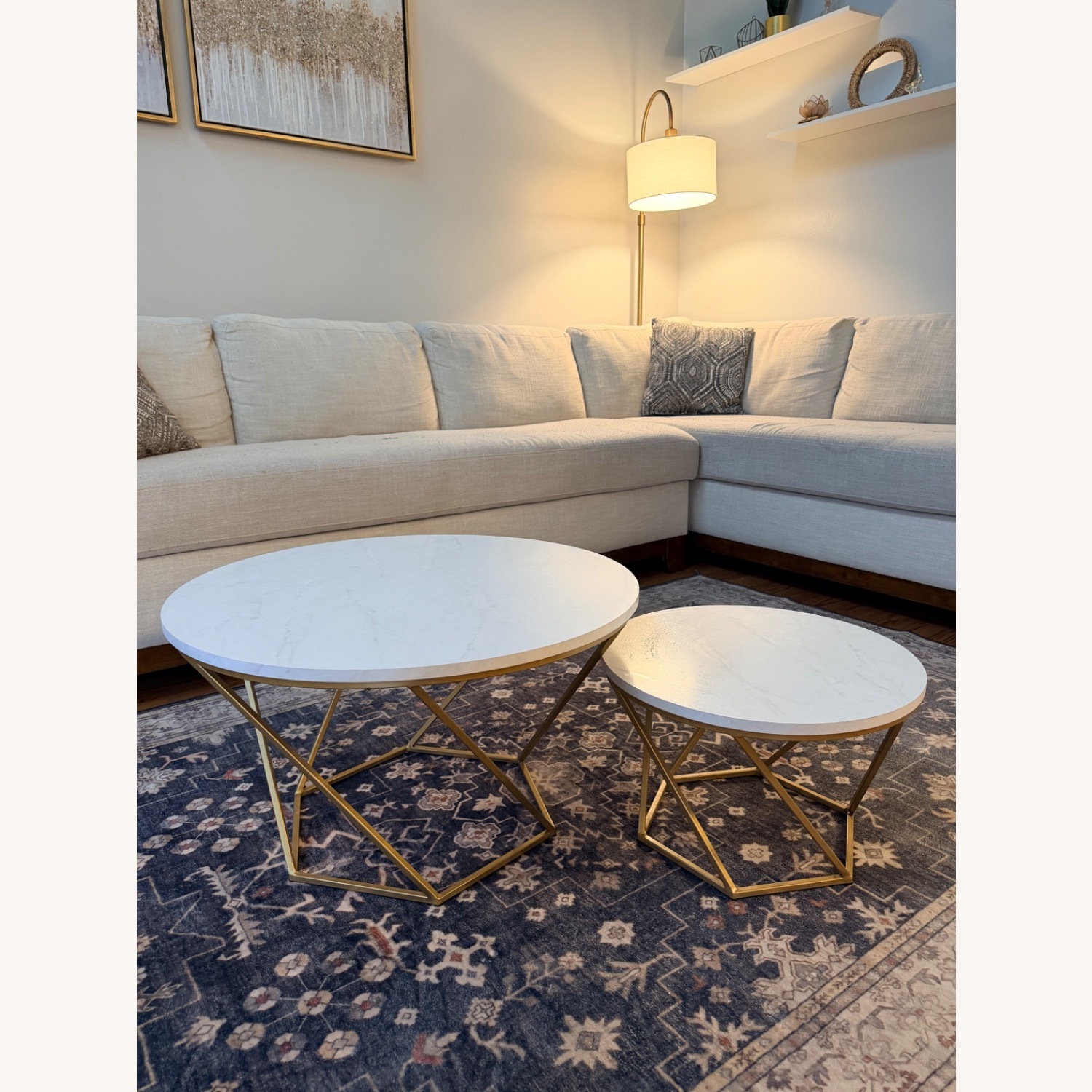 Walker Edison 2-Piece Modern Marble Table Set - image-2