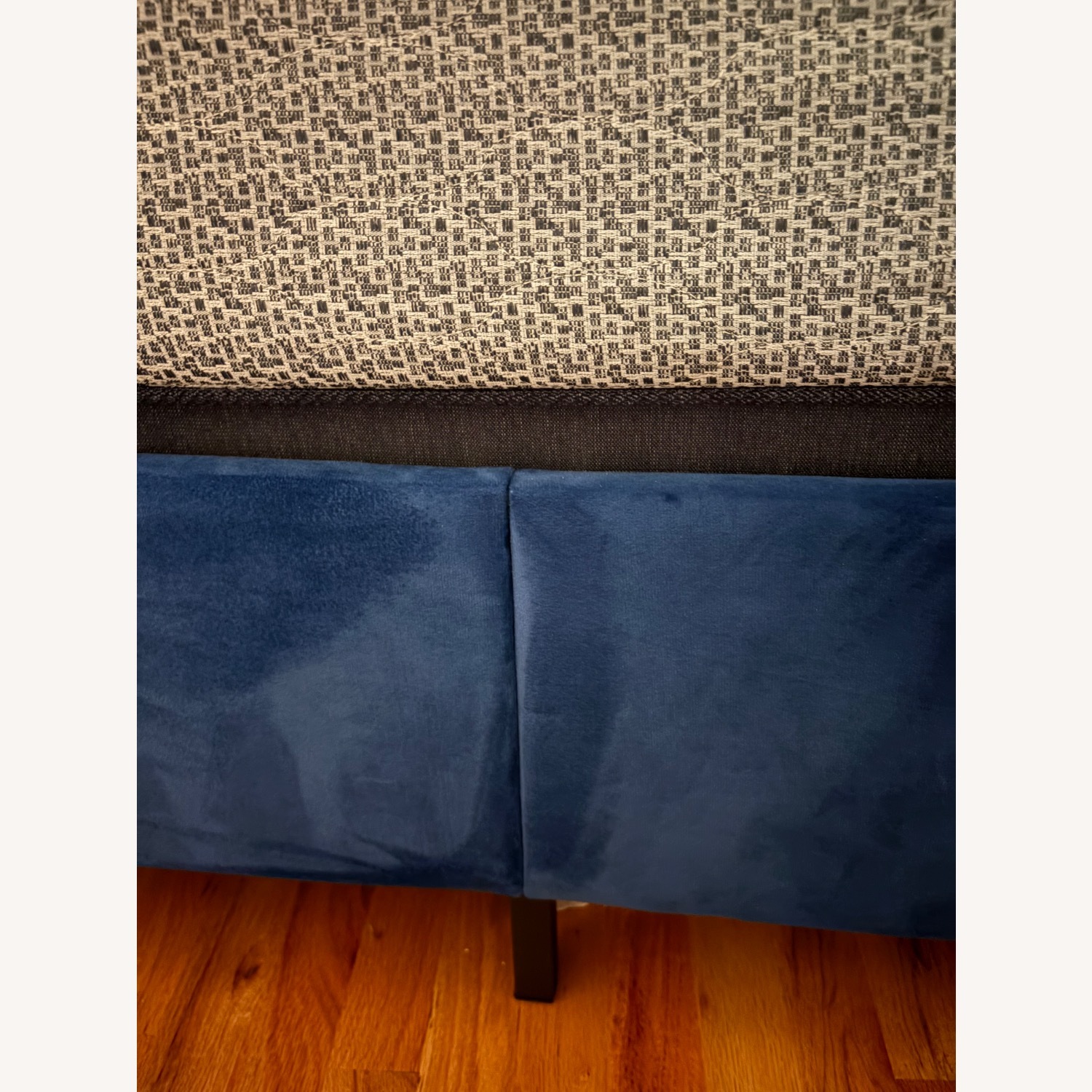 CalKing Blue Velvet Tufted Lo Profile Bed - image-6