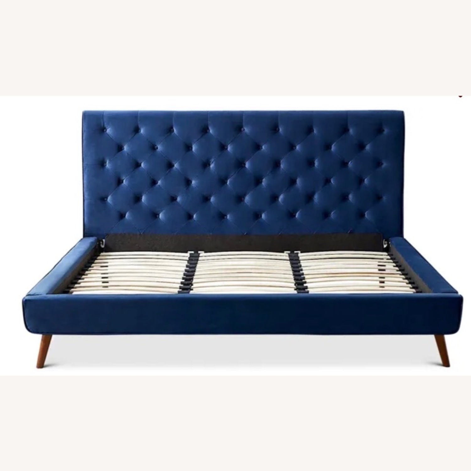 CalKing Blue Velvet Tufted Lo Profile Bed - image-22