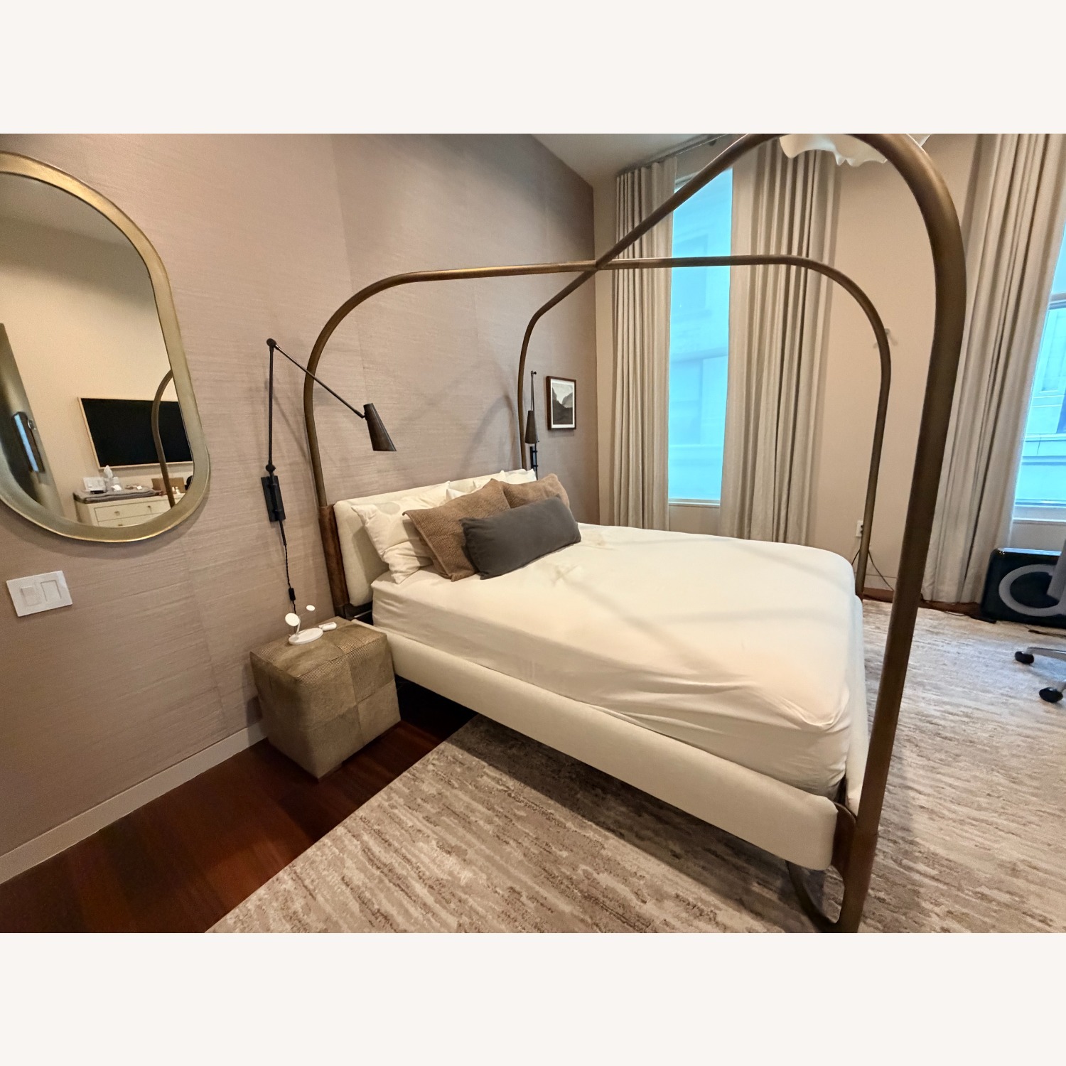 Crate & Barrel Gracia Queen Upholstered Canopy Bed - image-3
