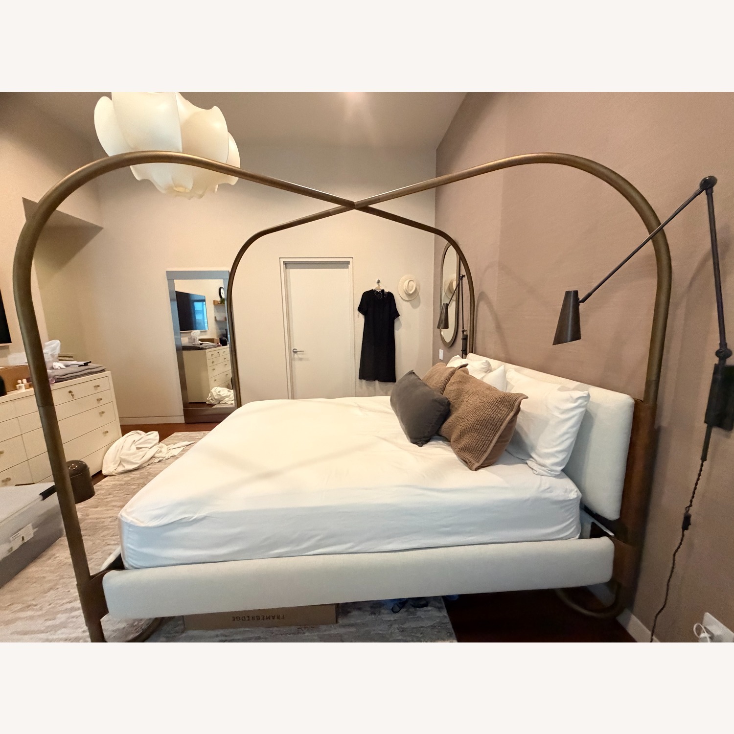 Crate & Barrel Gracia Queen Upholstered Canopy Bed - image-4