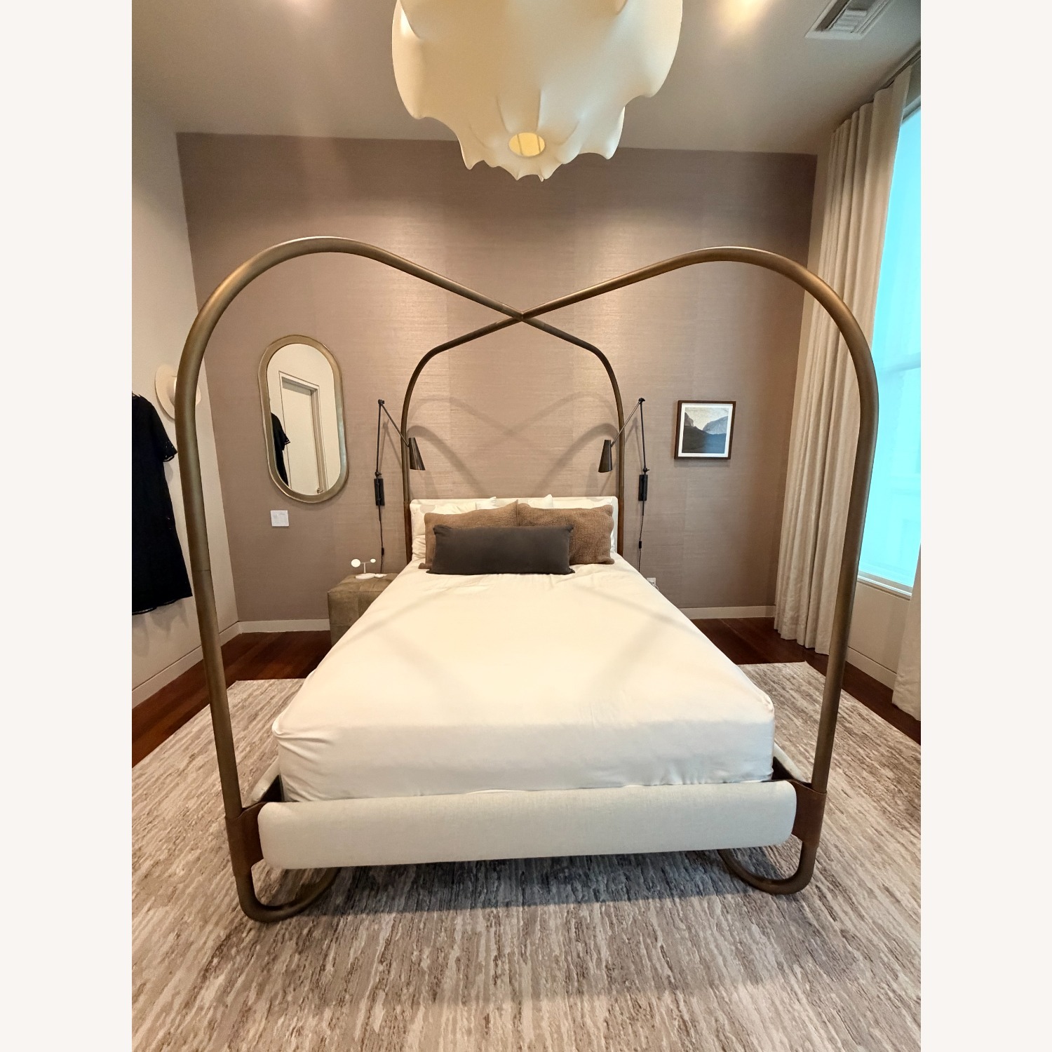 Crate & Barrel Gracia Queen Upholstered Canopy Bed - image-1