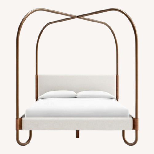 Used Crate & Barrel Gracia Queen Upholstered Canopy Bed for sale on AptDeco