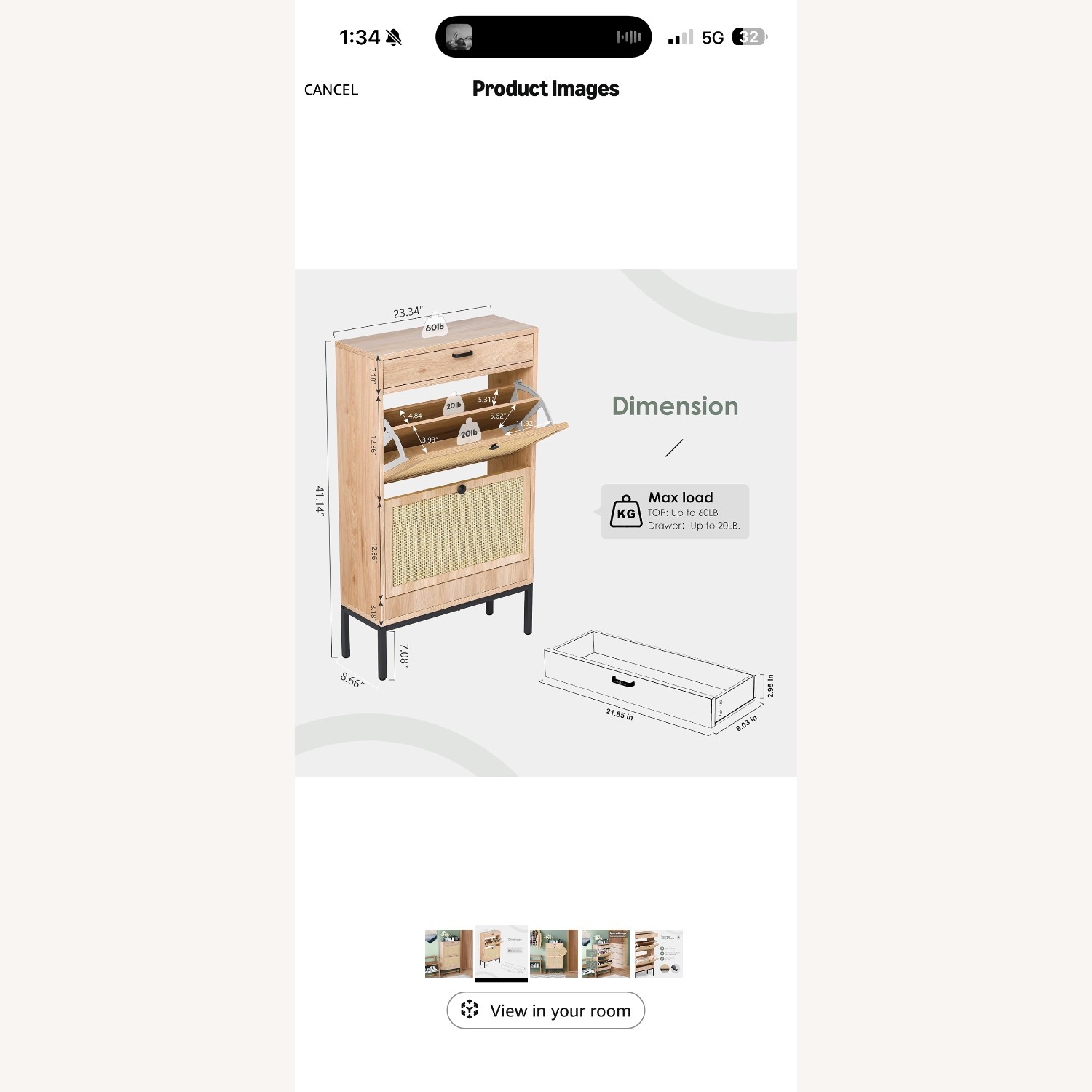 Amazon Yechen Natural Armoire - image-2