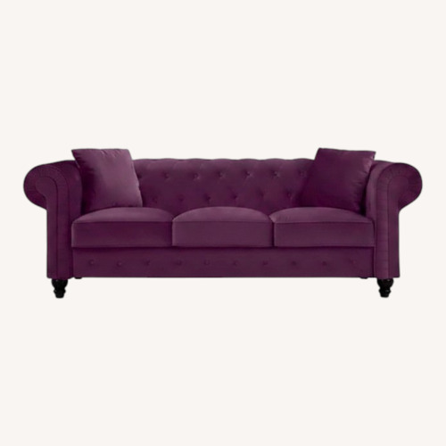 Used Glam Purple Velvet Tufted 3-Seater Sofa  for sale on AptDeco
